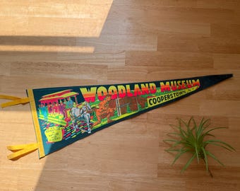 Vintage Woodland Museum Pennant Flag from Cooperstown in Upstate New York