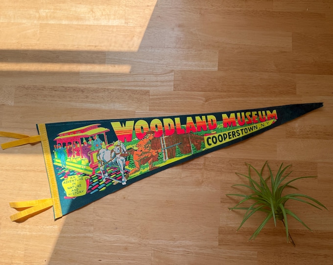 Vintage Woodland Museum Pennant Flag from Cooperstown in Upstate New York