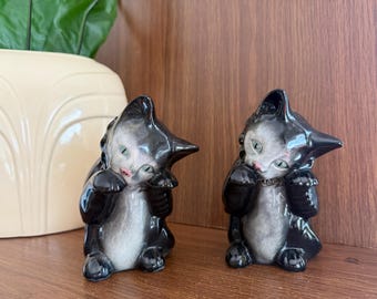 Mid-Century "Peeping Tom" Cat Figurines by Robert Simmons Ceramics, Made in LA