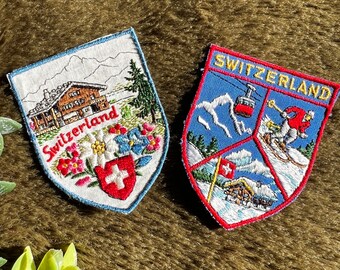 Vintage Swiss Travel Patches, Switzerland Souvenir Woven Sew On Sampson Badges