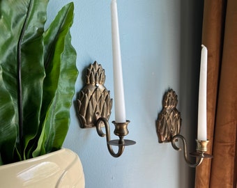 Brass Wall Sconce Candle Holder, Pineapple Decor, Tall Candlesticks Holder