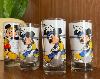 Vintage Mickey and Minnie Mouse Aerobics Drinking Glasses