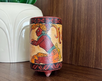 Vintage Aztec or Mayan Inspired Art Terracotta Art Vase