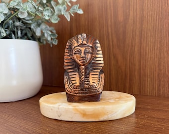 Vintage King Tut Paperweight, Bronze and Onyx