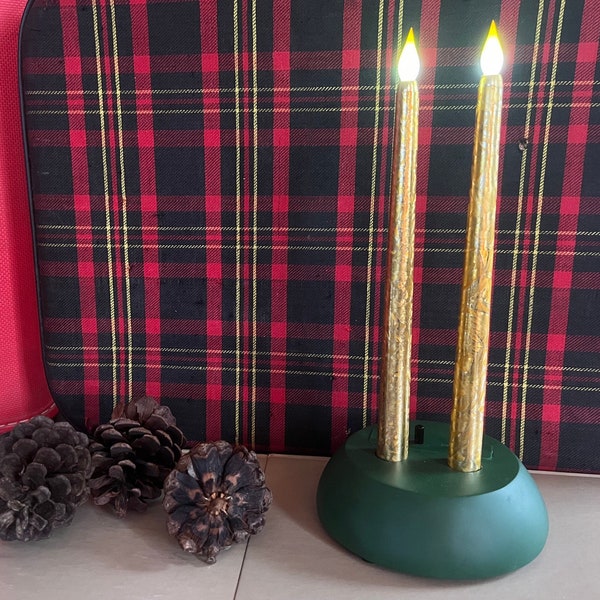 Green Flameless Taper Candles Etsy