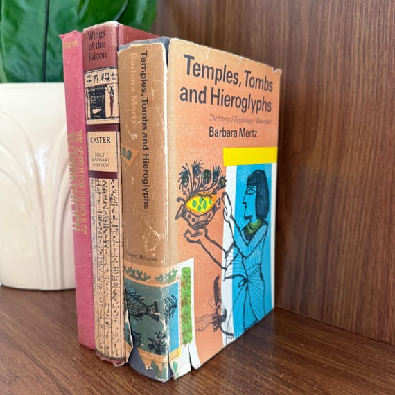 Vintage Decorative Books: Ancient Egypt Book Set, Egyptian Decor