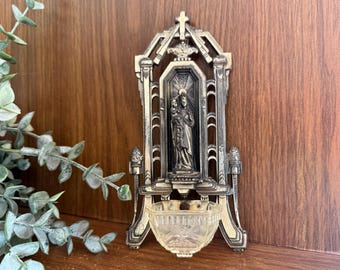 Vintage Holy Water Font with Madonna and Child, Made in France