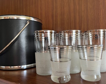 Mid Century Modern Cocktail Glasses and Ice Bucket
