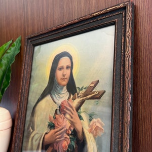 St Therese of Lisieux Portrait, Catholic Art Print Lithograph, Framed ...