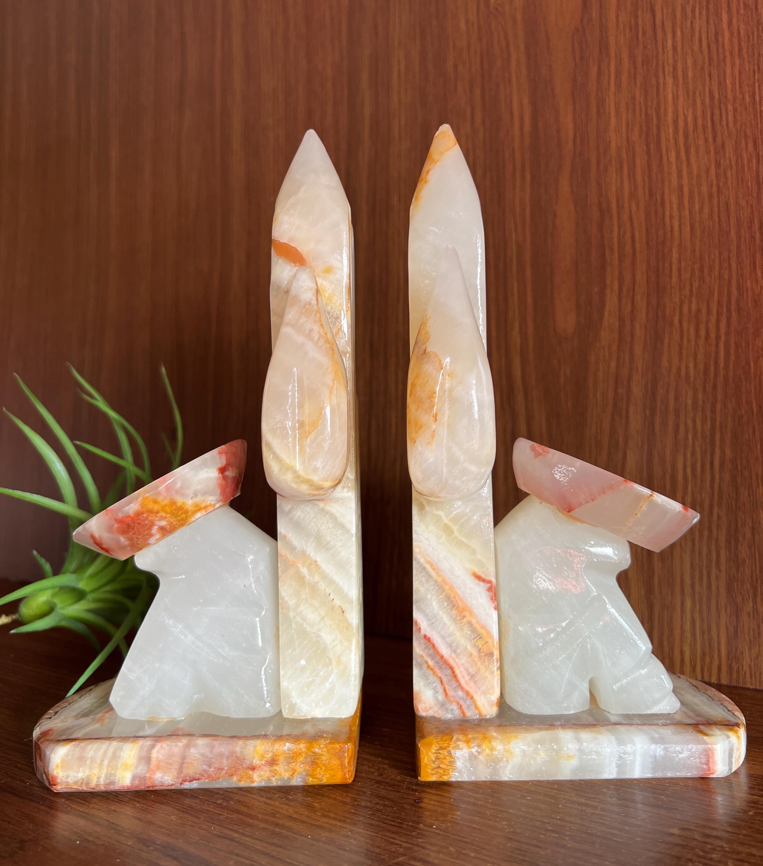 アンティーク　Book オブジェ Vintage Onyx Bookends, Southwestern Cactus Decor - Etsy