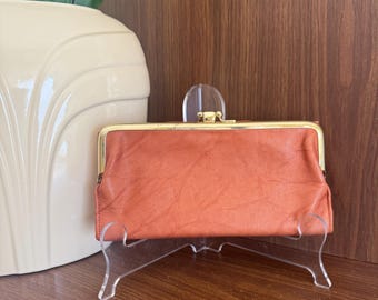 Vintage Leather Trifold Clutch Wallet with Coin Purse