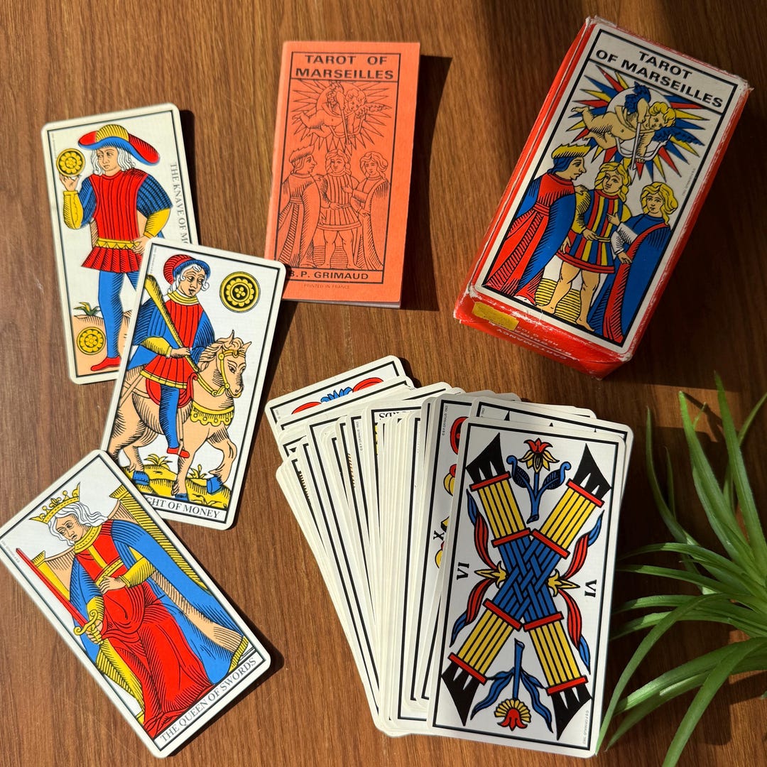 Vintage Tarot Cards, Marseilles Tarot Deck, Complete With