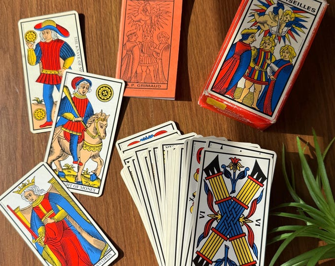 Vintage Tarot of Marseilles, Complete Tarot Card Deck with Instruction Manual