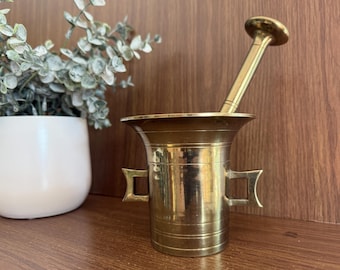 Vintage Heavy Brass Mortar and Pestle