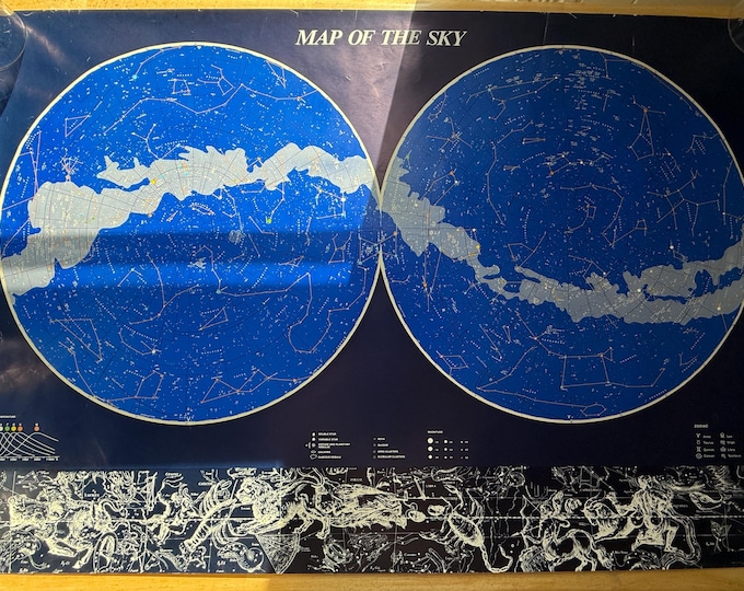 1981 Astrology Constellation "Map of The Sky" Printed in Italy