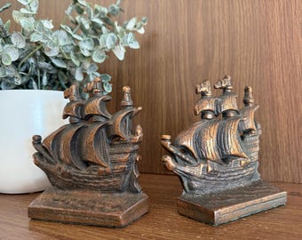 Vintage Cast Iron Ship Bookends