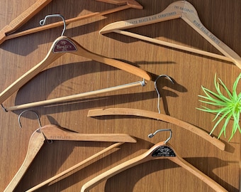 Vintage Wooden Hangers with Antique Advertising from Hotels, Cruise Ships and Boutiques in Troy, NY, Boston, Mass