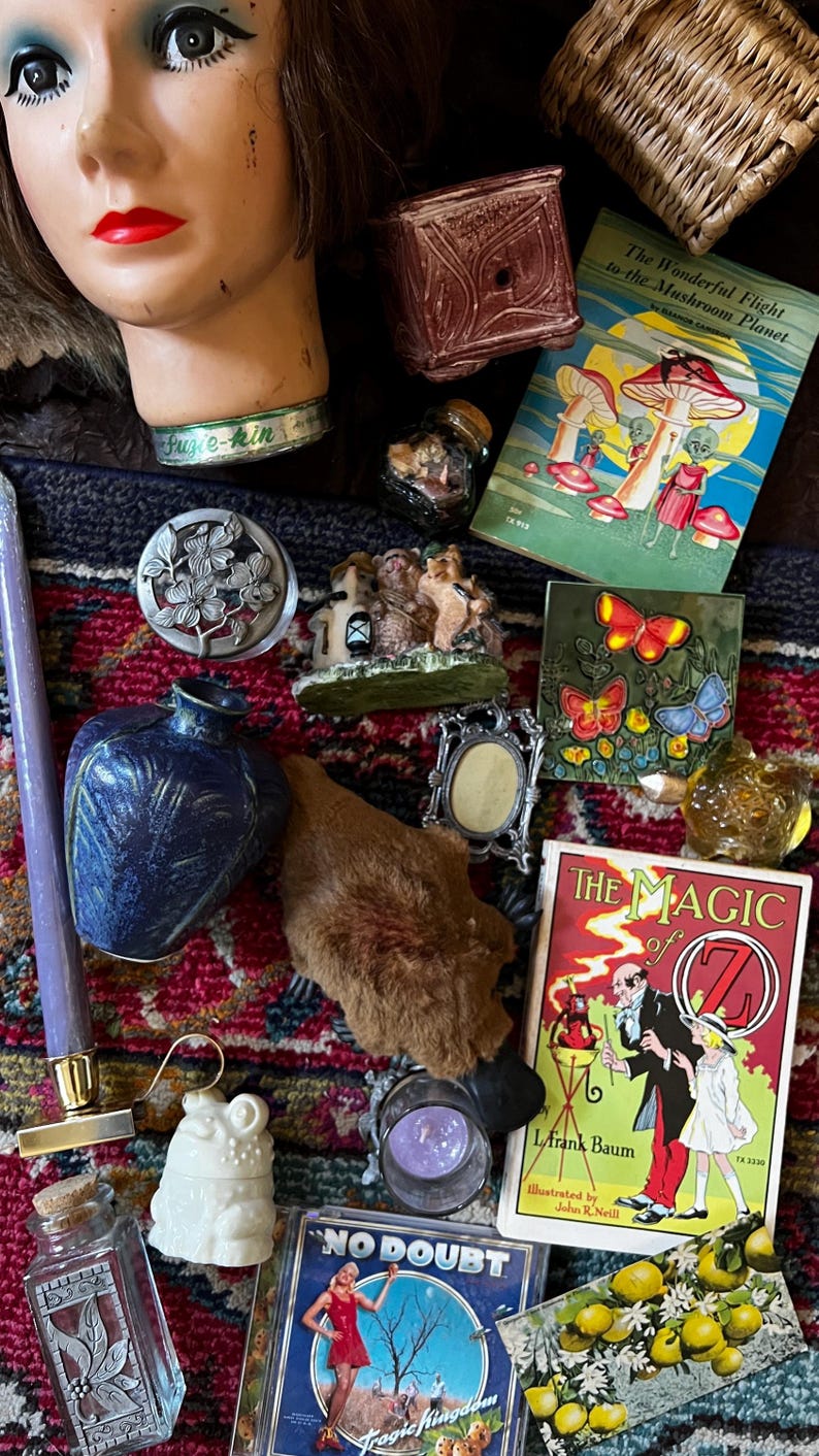 Vintage Mystery Box, Antique Curated Blind Box, Cottagecore, Dark Academia, Goth, Retro Gift Baskets 画像 20