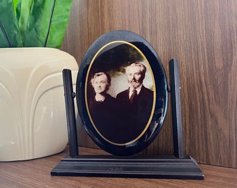 1920s Antique Standing Tabletop Mirror with Gothic Oddities Vibe