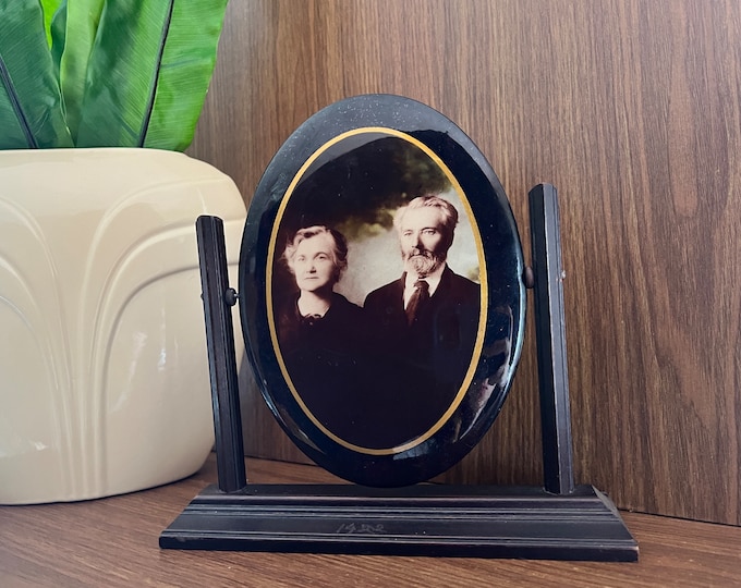 1920s Antique Standing Tabletop Mirror with Gothic Oddities Vibe