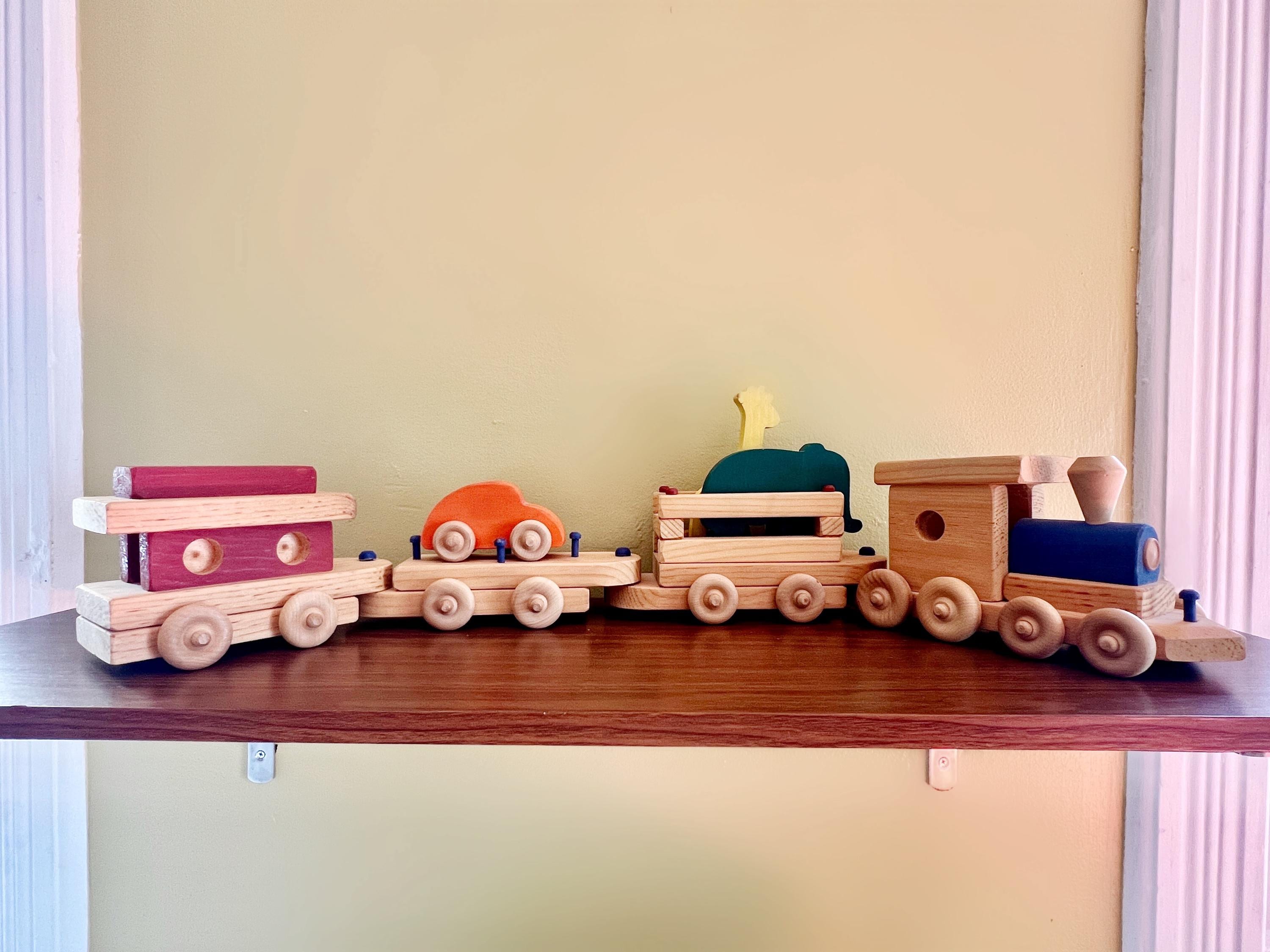 Hand Crafted Wooden Toy Train Set The Woodsman Toys California Made in USA