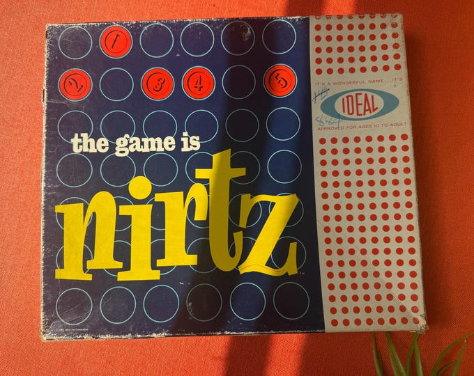 1960s Vintage Board Game, "The Game is Nirtz" Strategy Game by Ideal