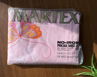 1960s Retro Butterfly Twin Sheet, Martex "Summer Meadows" Print