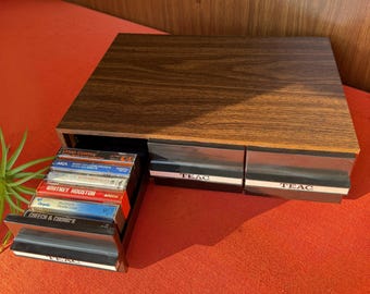 Vintage Wooden 36 Cassette Tape Storage Box Rack