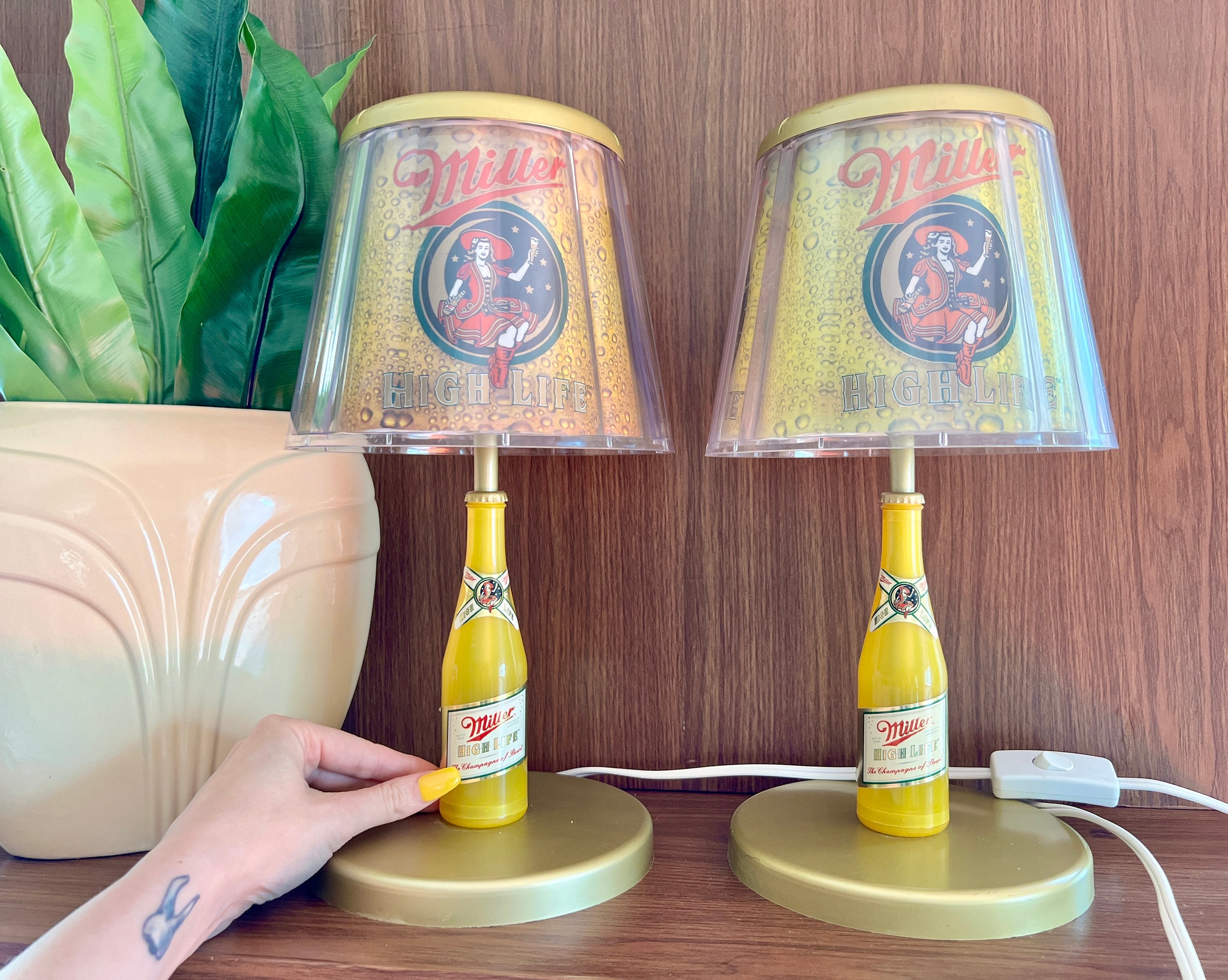 Vintage Miller High Life Rotating Novelty Table Lamps