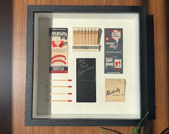 Chicago Matchbook Wall Art Collage with Vintage Matches