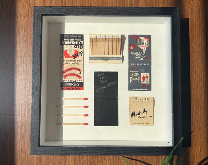 Chicago Matchbook Wall Art Collage with Vintage Matches