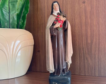 Vintage Saint Therese of Lisieux Catholic Statue for Home Altar