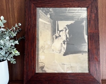 Antique 1800s Framed Victorian Print, "The Courtship" by William Ladd Taylor