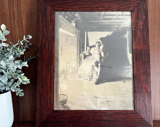 Antique 1800s Framed Victorian Print, "The Courtship" by William Ladd Taylor