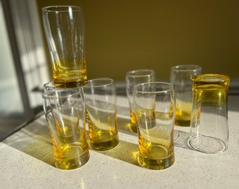 Vintage Amber Drinking Glasses, Set of 8