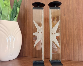 Vintage Celestial Candle Holders, Whimsigoth Decor Candlesticks