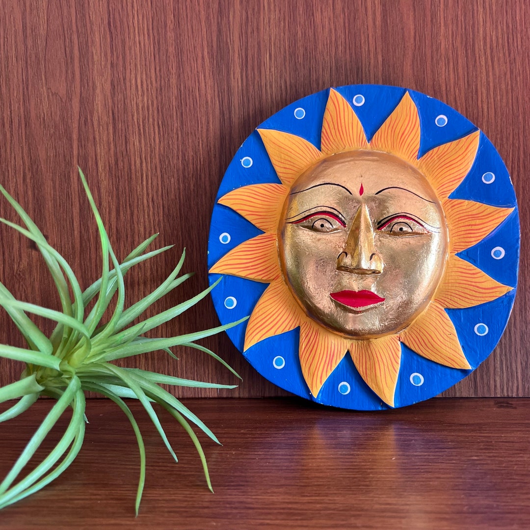 Sun and Moon Wall Hanging Mexican Art Hand Painted Wood Wall Etsy