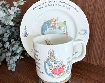 Vintage Peter Rabbit Tea Cup and Saucer Set, Wedgwood China Literary Baby Teacup