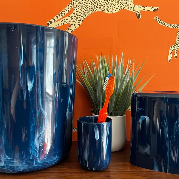 Navy Blue Bathroom Accessories Etsy