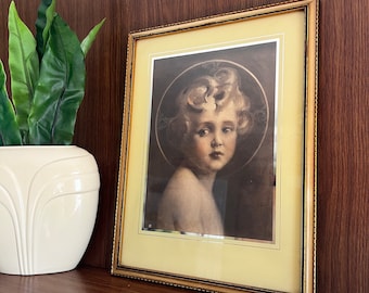 Vintage Light of the World Jesus Colored Lithograph Print in Ornate Wood Frame
