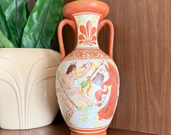 Greek Mythology Pottery Vase, Amphora Style, Handmade in Greece