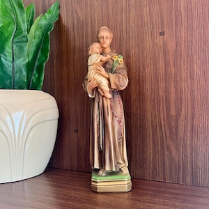 Saint Anthony of Padua Statue, Large Chalkware Catholic Statue of the Patron Saint of Miracles and Lost Items