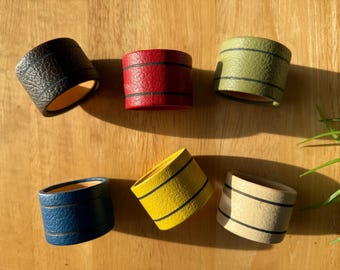Vintage Colorful, Striped Napkin Ring Holders, Set of 6