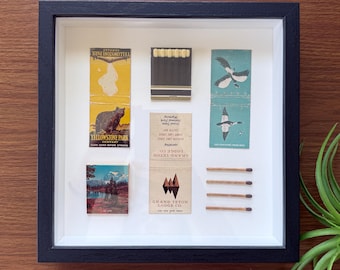 National Parks, Yellowstone Matchbook Wall Art Collage with Vintage Matches