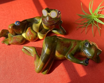 Vintage 1970s Ceramic Frog Statues by Arnel