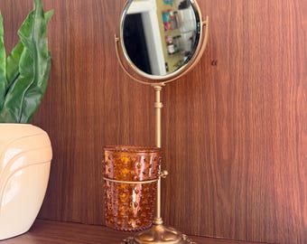 Vintage 1940s Gold Tabletop Vanity Makeup Mirror