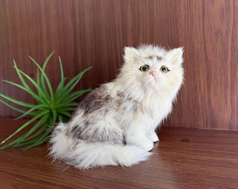 Vintage Rabbit Fur Persian Cat Figurine
