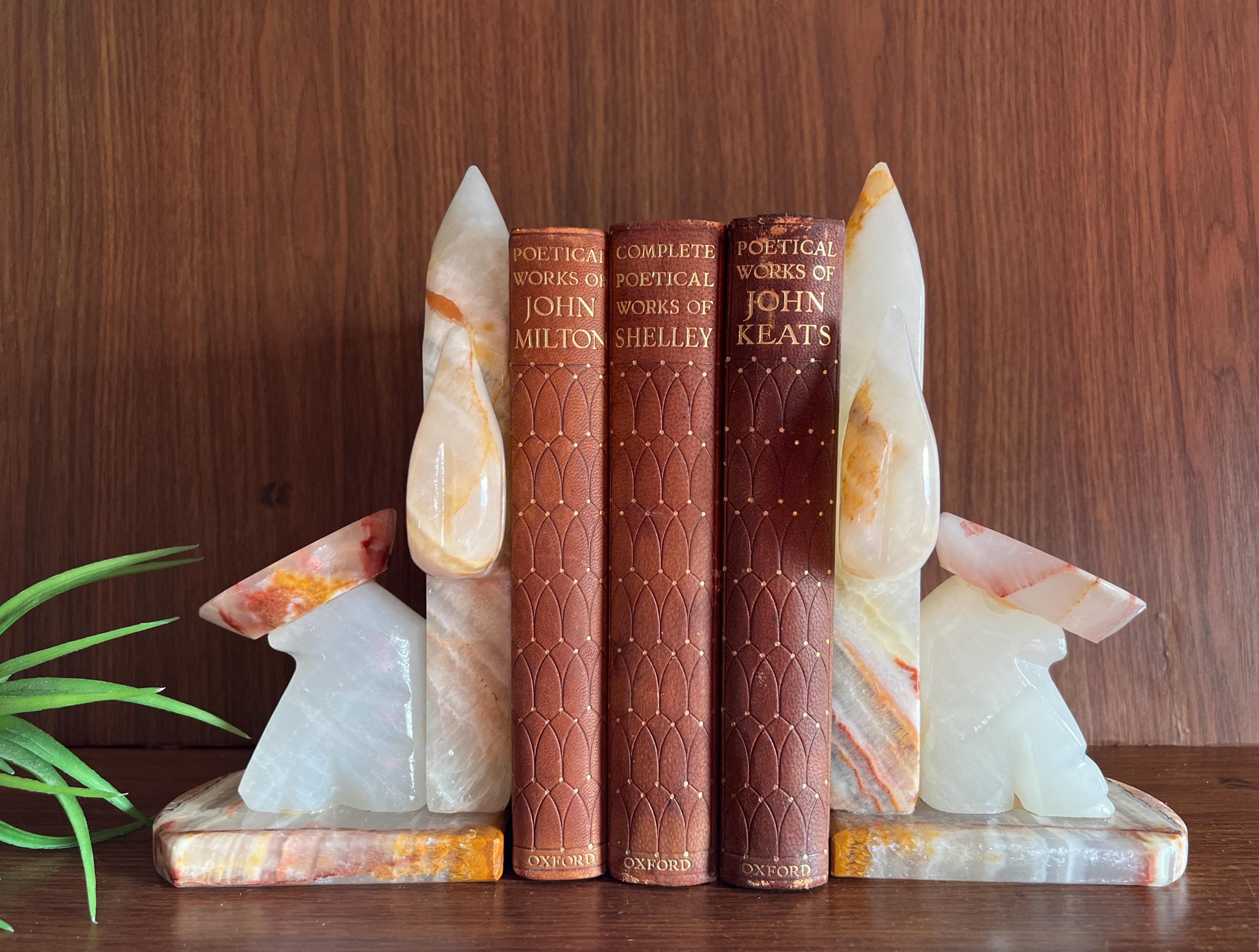 Vintage Onyx Bookends, Southwestern Cactus Decor - Etsy