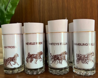 Vintage Saratoga Race Track Horse Glasses, Vintage Equestrian Home Decor, Saratoga Springs