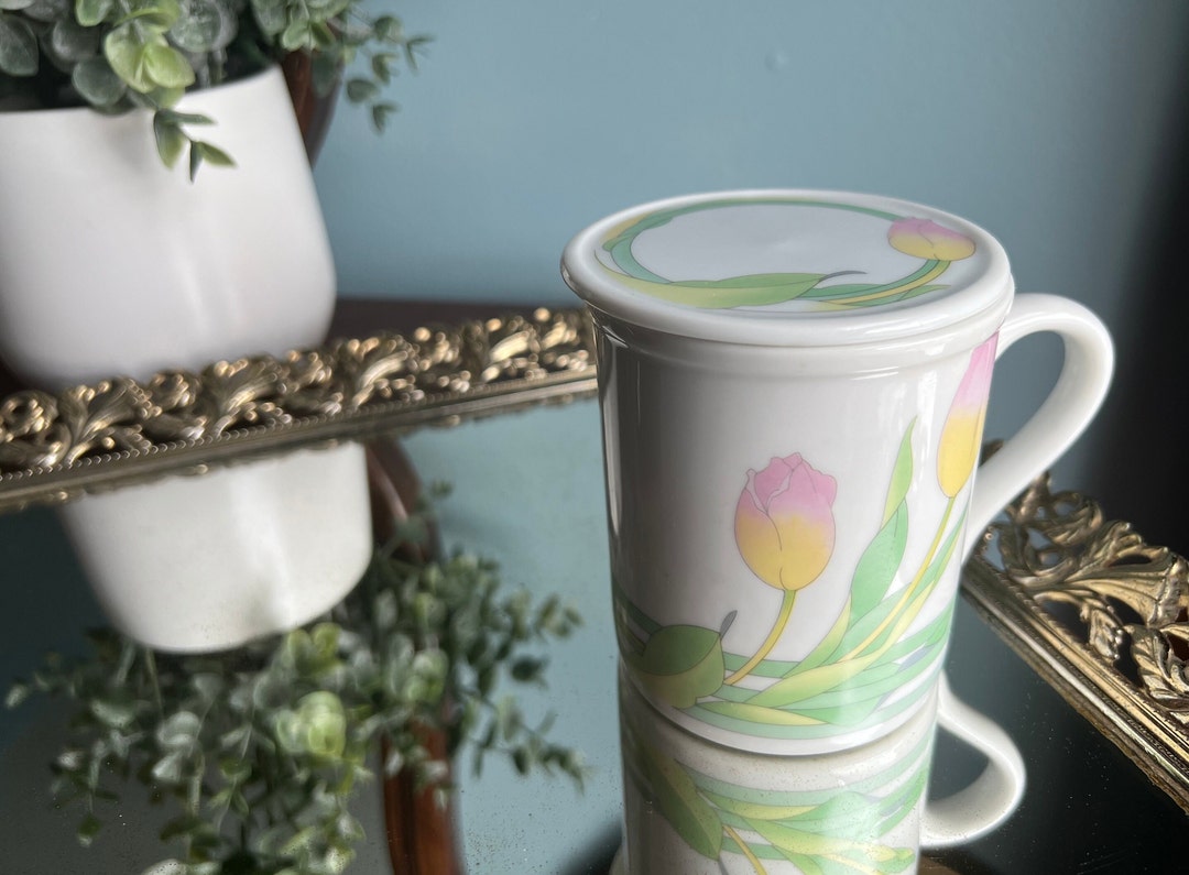 Porcelain Tea Cup Aesthetic Mug 80s Art Deco Floral Toscany Etsy